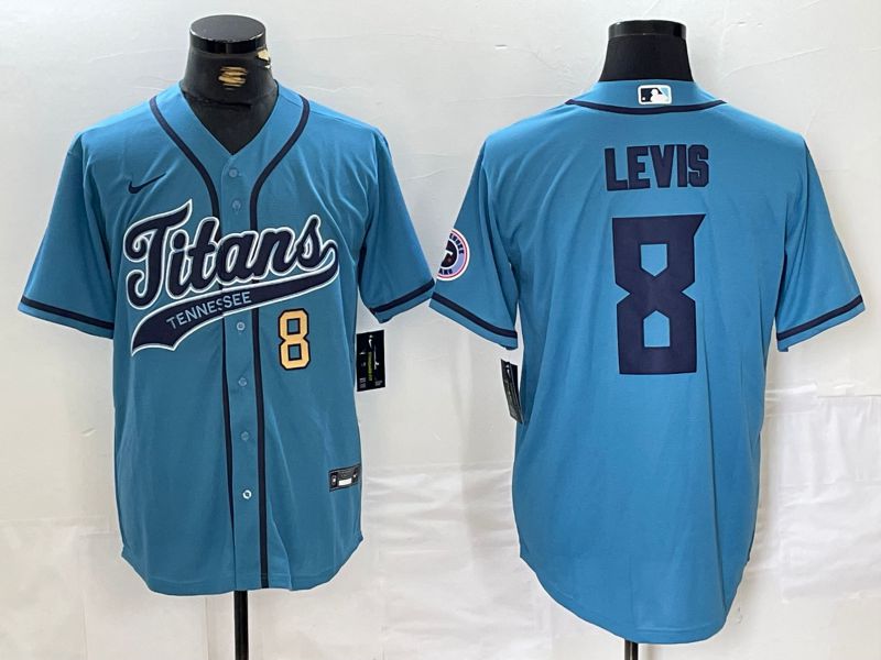 Men Tennessee Titans 8 Levis Blue Joint Name 2024 Nike Limited NFL Jersey style 2